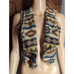 Southwest Canyon 1980s Southwestern Tapestry Vest size Medium Boho Hippie